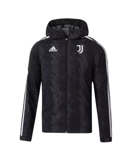 Veste coupe-vent à capuche Juventus 2022 - Noir